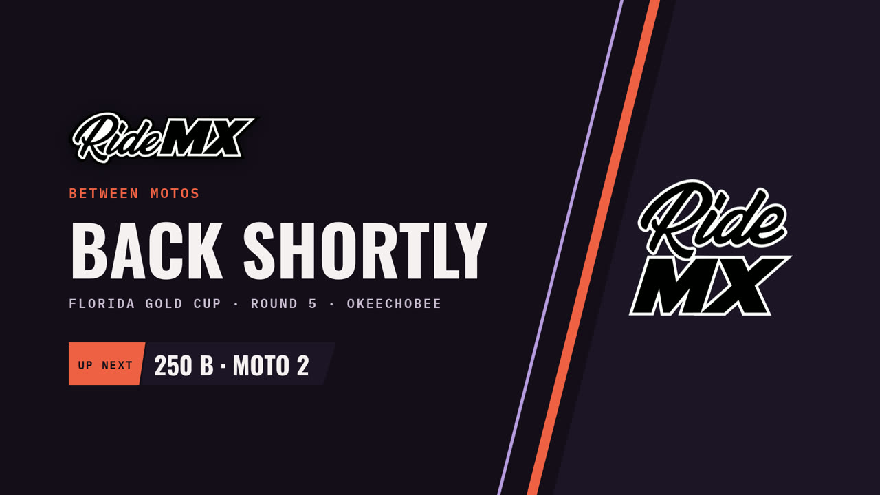 Between-motos card reading Back shortly, with the next race, 250 B Moto 2